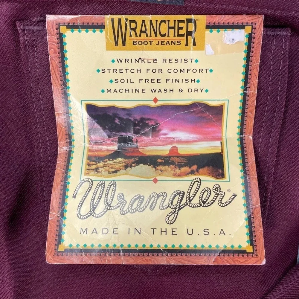 VTG Wrangler Wrancher Boot Jeans Mens 40x30 USA Made Red Regular Fit Pants NWT